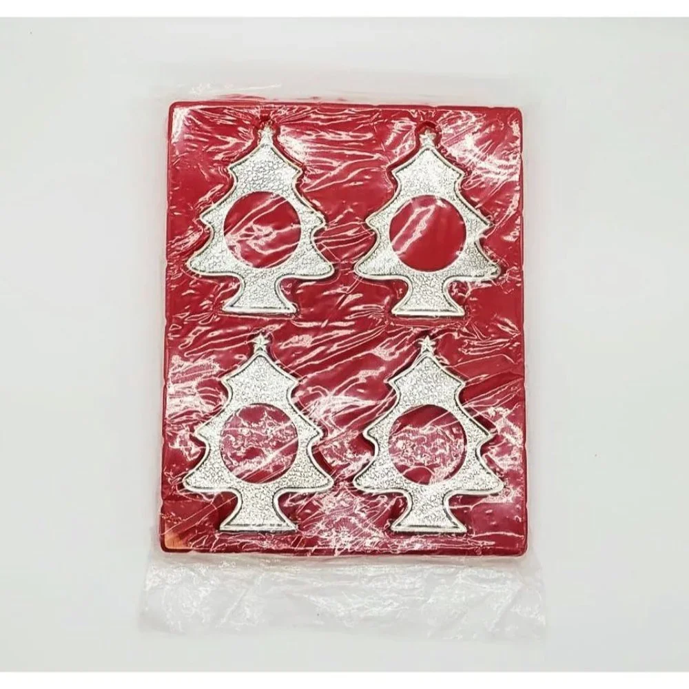 4pc Napkin Rings Silver-Plated Christmas Tree by Wallace Silversmiths